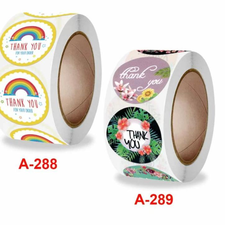 

6.6 Flash Sale Stiker Label (Thank you ) Coklat Dan Motif 1 Roll isi 500 Pcs murah
