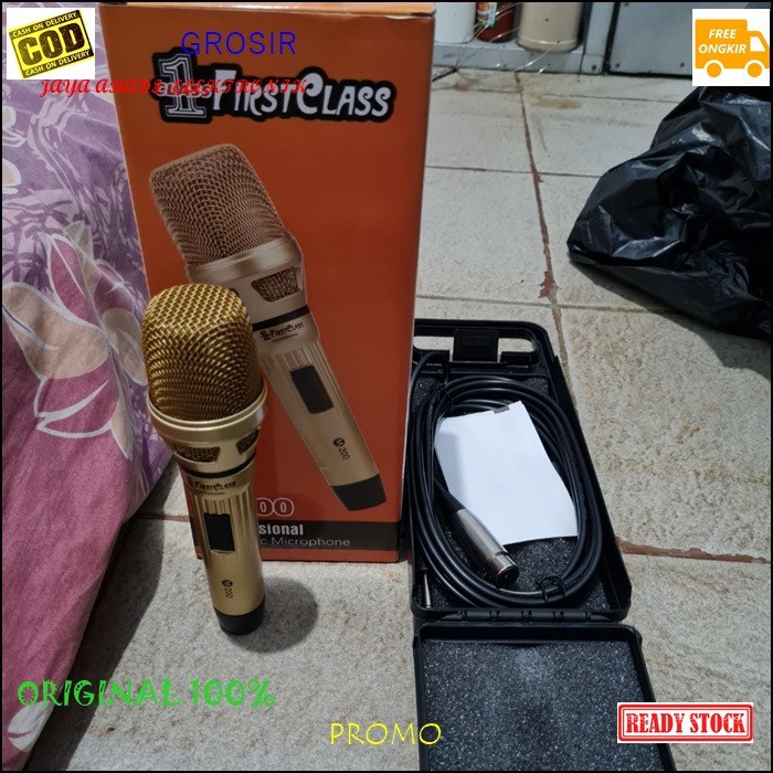 G521 First class Mic kabel dynamic ORIGINAL Microphone besi metal profesional firstclass pro sing cable karaoke vocal audio sound mik pengeras suara mikrophone EMAS golden G521   Bisa buat segala jenis audio sound  WARNA EMAS  Langsung nyala. Tidak menggu