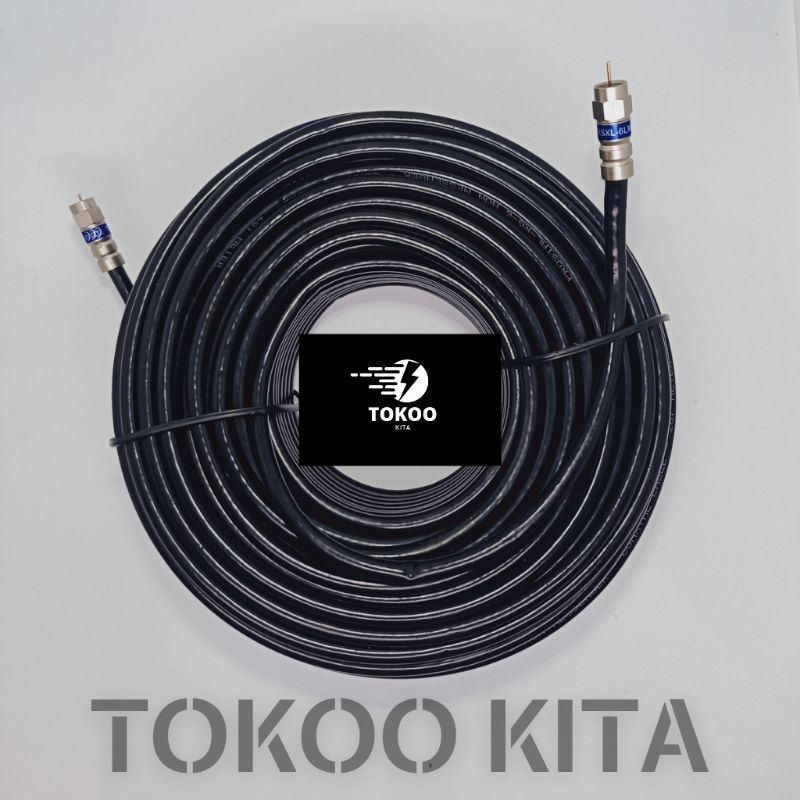 KABEL ANTENA RG6 COAXIAL PREMIUM DENGAN KONEKTOR BELDEN + BONUS JACK FEMALE DAN MALE