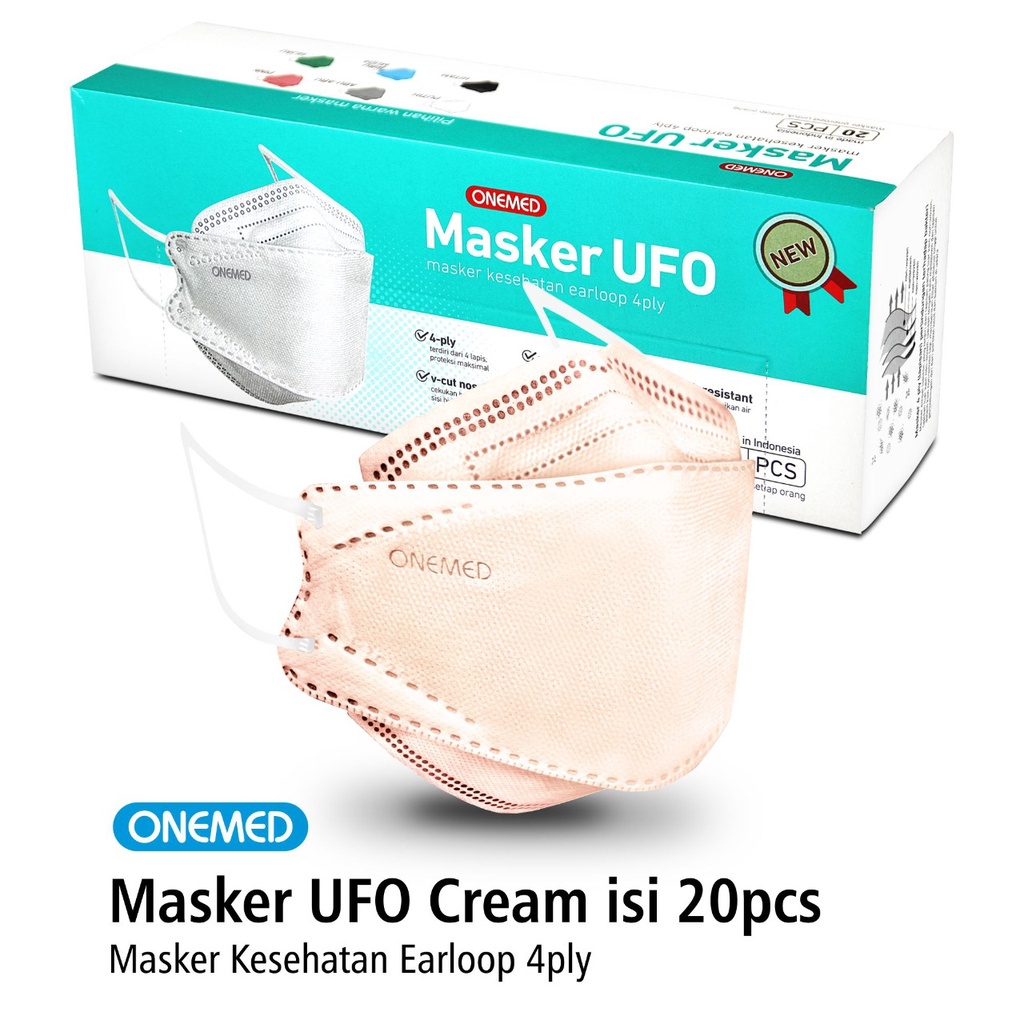 Masker Karet UFO Cream 3D OneMed 4ply Box isi 20pcs