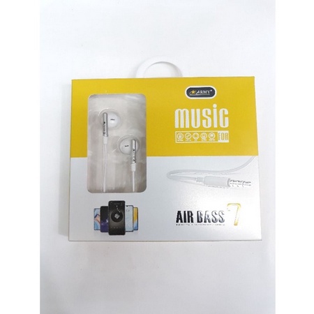 Handsfree Earphone Army Air Bass 7 In Ear High Performance Earphone