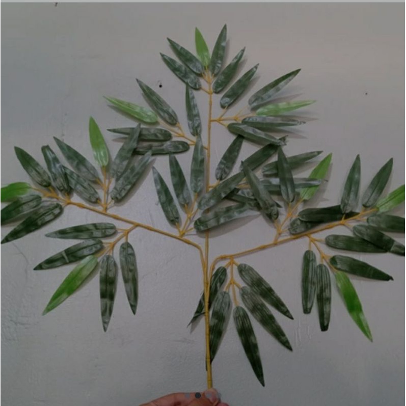 Daun Hias Plastik Bambu Tangkai Kuning untuk Dekorasi Pohon
