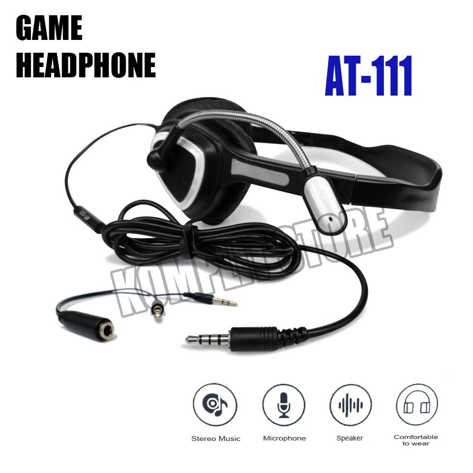 Headset Gaming/Headphone Gaming At-111 For Pubg, Free Fire, Cod, Etc - Stereo With Mic