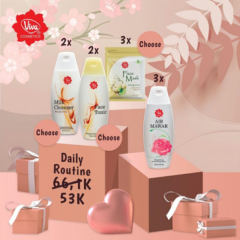 Paket Perawatan Wajah Milk Cleanser Face Tonic Air Mawar Masker Viva