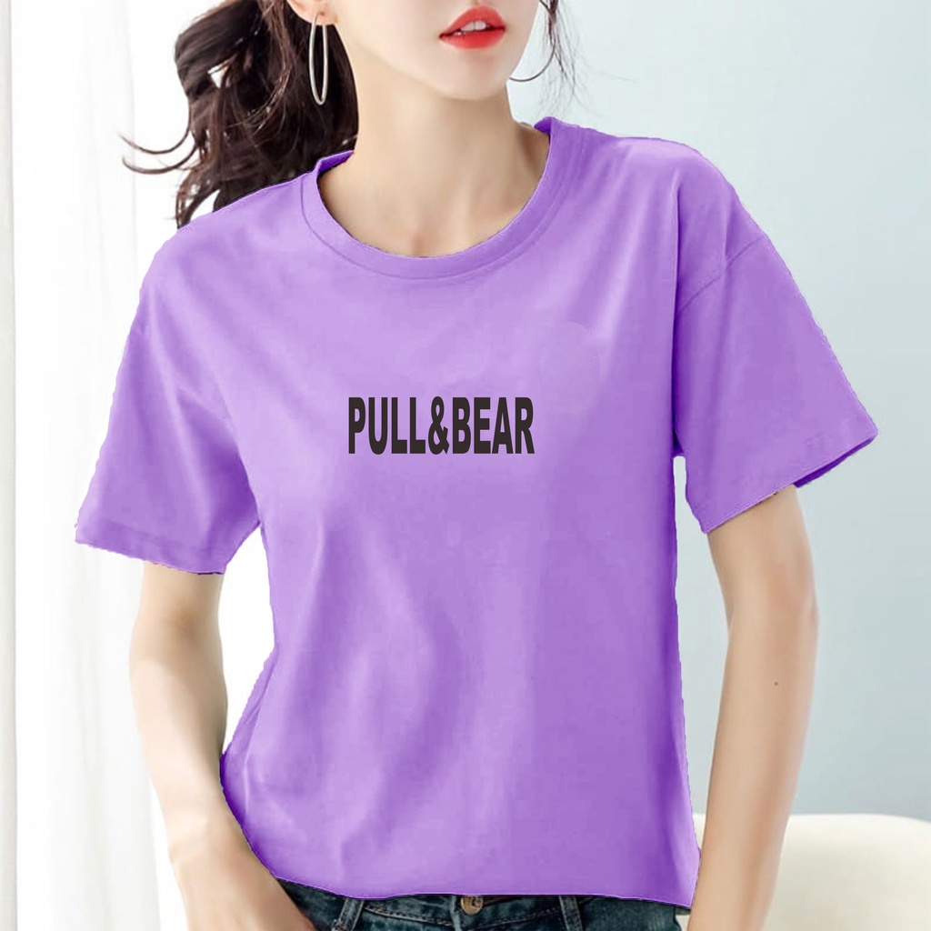 KAOS CEWEK O NECK LENGAN PENDEK PULL &amp; BEAR DI CETAK TULISAN DENGAN POLYFLEX IMPORT KOREA TERMURAH