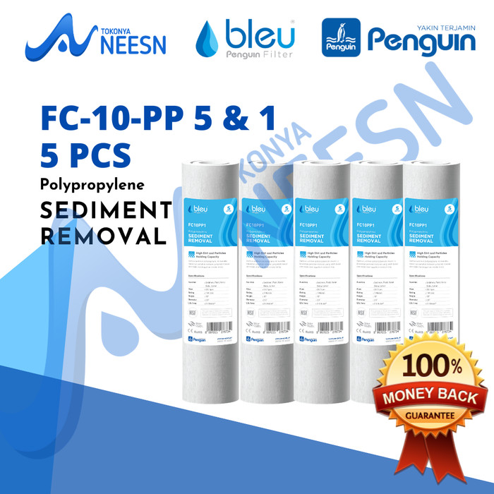 paket 5 pcs Cartridge isi ulang/refil/refill filter Bleu Penguin &amp; EUBY 10 inch PP