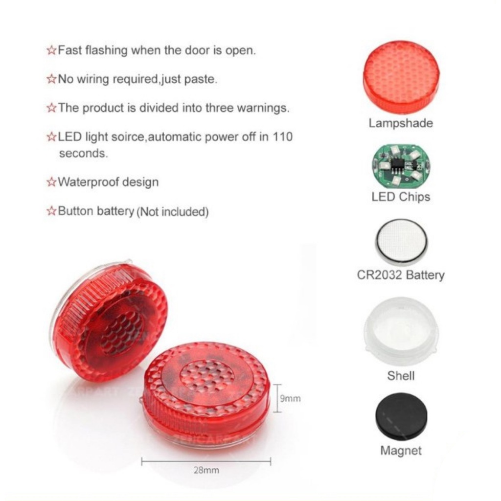 Lampu LED Peringatan Buka Pintu Mobil Wireless Safety Car Door Warning Light