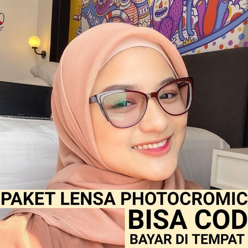 WANITA 7006 Kacamata Wanita Model 7006 dengan Lensa Photocromic Minus dan Cylinder