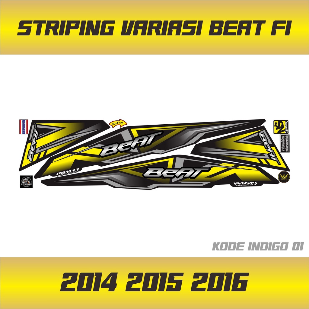 STRIPING BEAT FI 2014 2015 2016 ID001 STICKE VARIASI STRIPING HONDA BEAT - KUNING