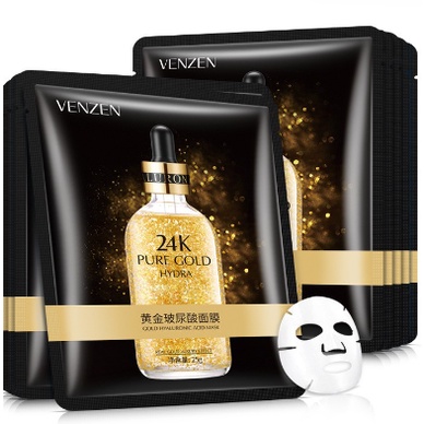 Veze 24K Pure Gold Hydra Hyaluronic Acid Mask Masker Venzen Facial Sheet Mask Masker Ekstrak Emas CJR