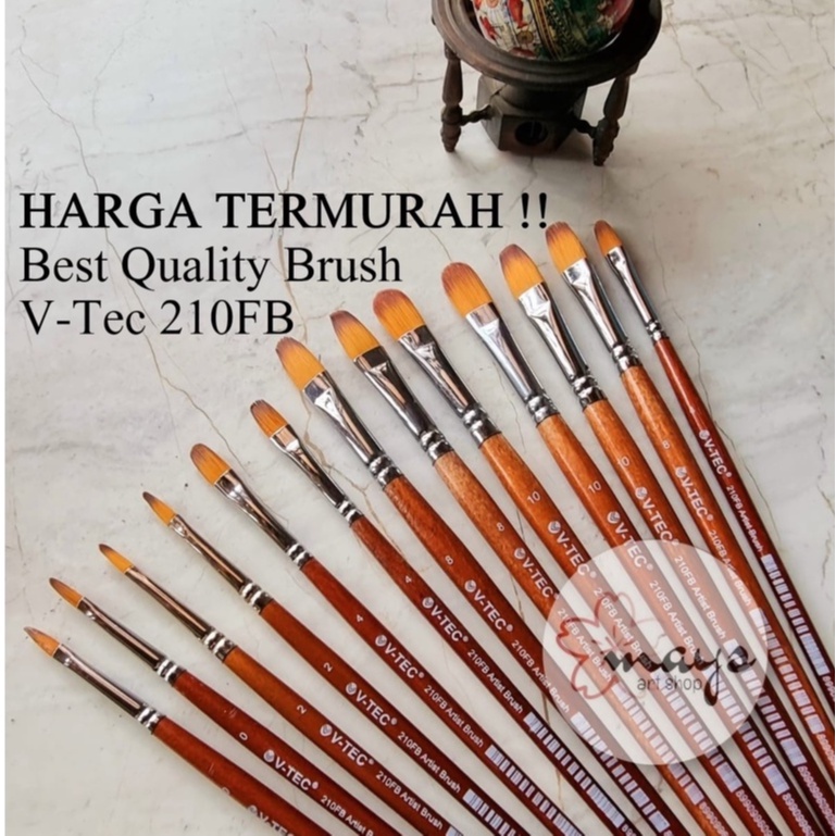 

Kuas Lukis Filbert V-Tec 210FB satuan panjang / Vtec Artist Paint Brush Bulat Cat Air Akrilik Acrylic Minyak Oil 210 FB