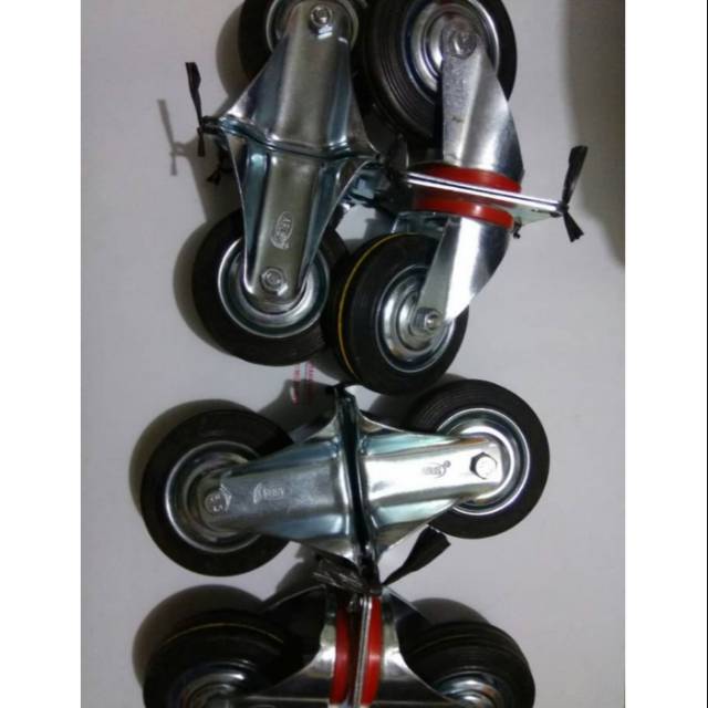 Roda Trolly / Roda Karet / Roda Etalase 4 inch SET