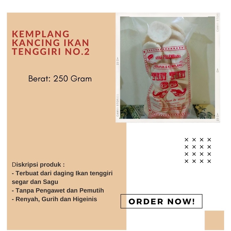 

Kemplang Palembang Kancing AL Ikan tenggiri No.2 250gram