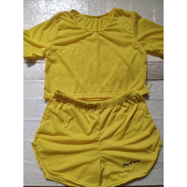 N2-1SET PAKAIAN SANTAI CEWE POLOS BAHAN ADEM