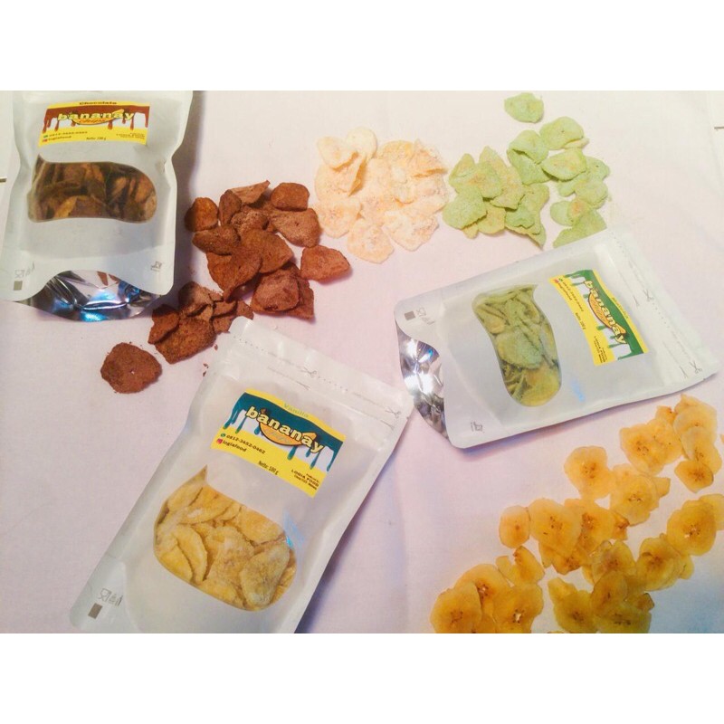 

KERIPIK PISANG ANEKA RASA - BANANAY CHIPS, NETTO 100 gram