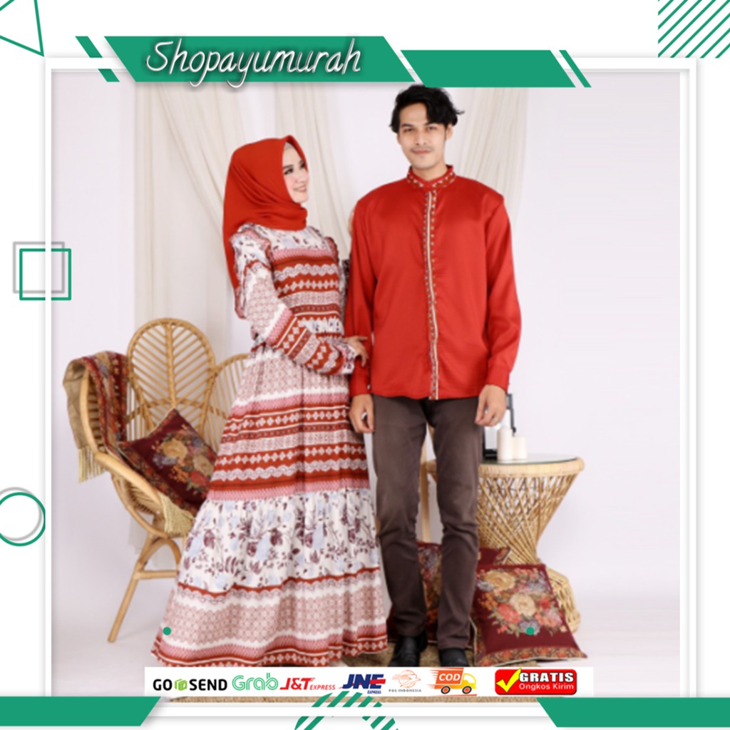 Cp Couple Coupel sarimbit idul Fitri/Aden hijab/gamis sarimbit/gamis couple/gamis premium murah 2021