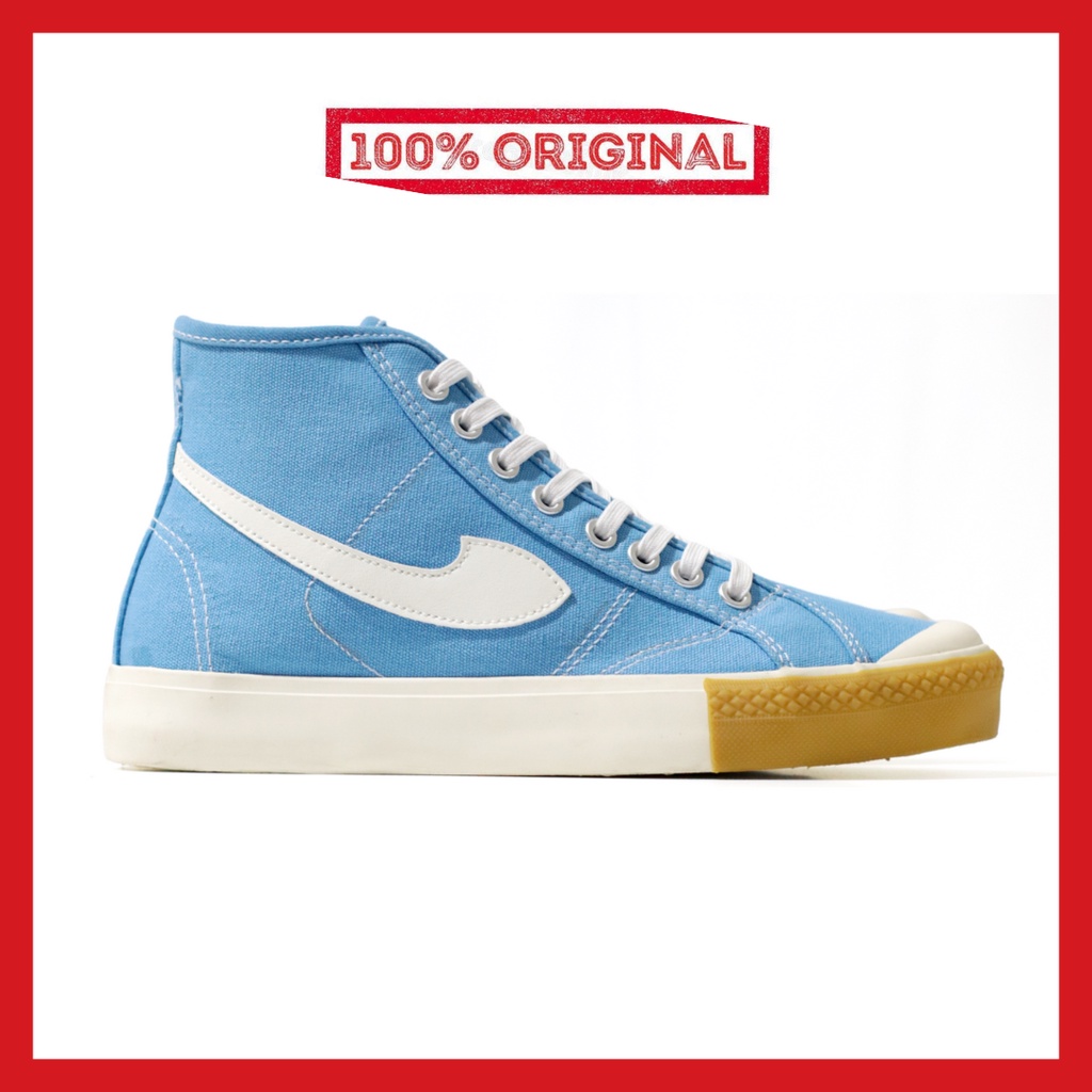 ORIGINAL - Sepatu Brand Lokal Kasual Pria Wanita No Brand Blue Sky Hi Not Sneakers Compass Gazelle Blue Sky