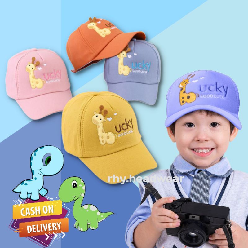 Topi jerapah lucky bordir original untuk anak laki laki / perempuan usia 3 - 10 tahun / topi baseball anak / topi bordir boboboy terbaru