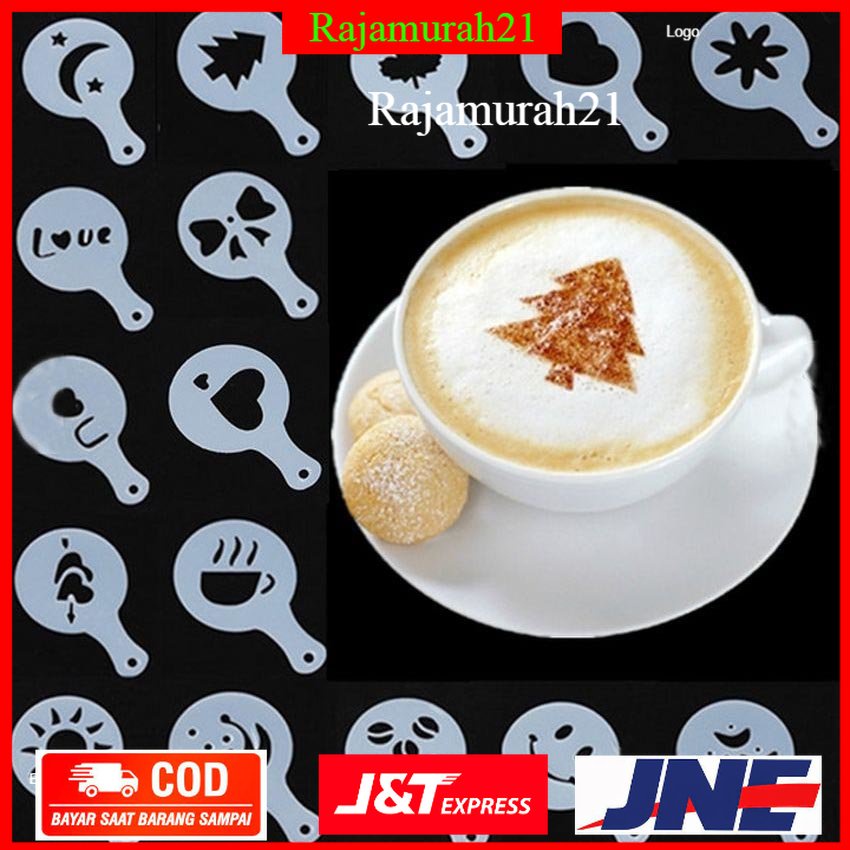 Cetakan Busa Foam Kopi Latte Art 16 PCS - White - OMHZNWWH