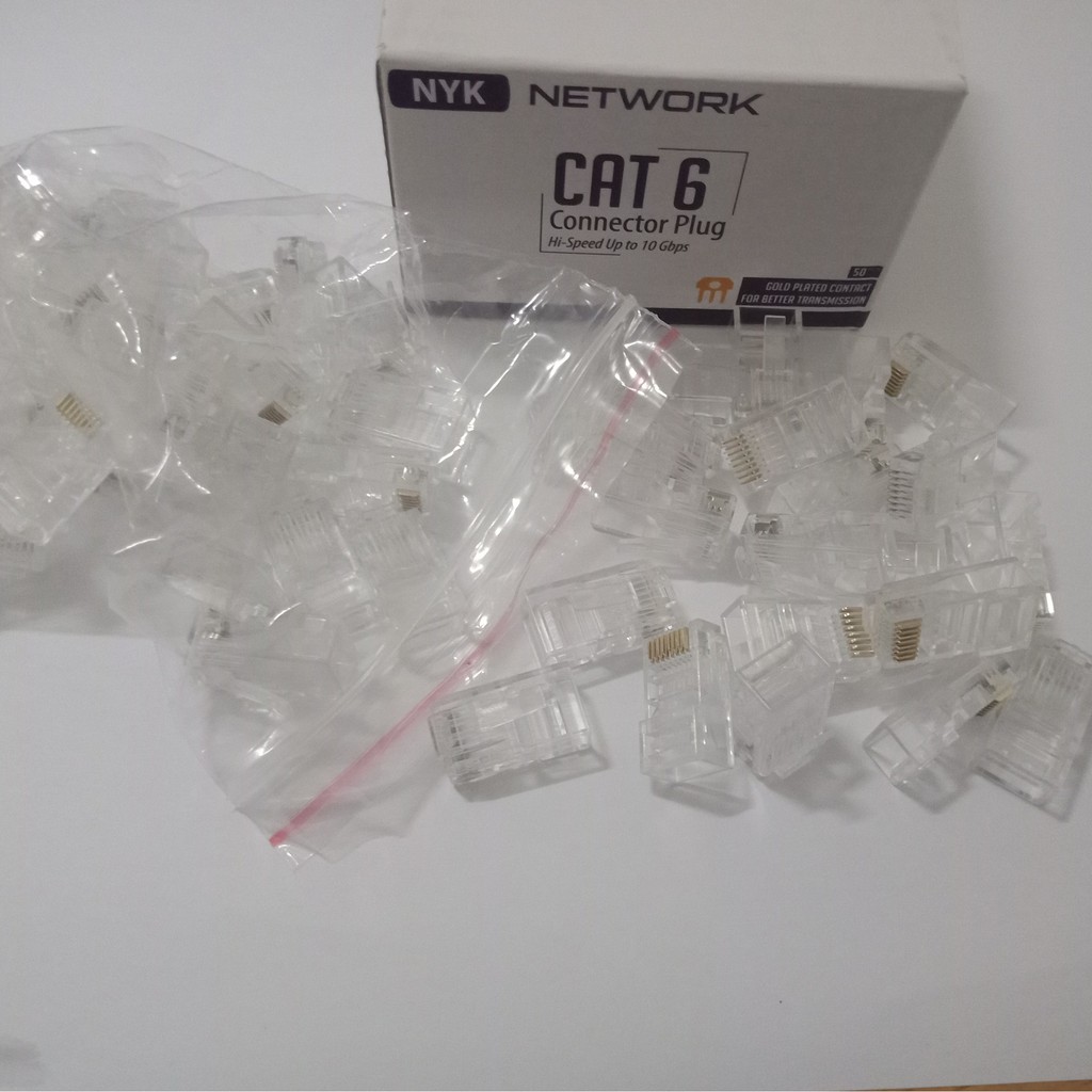 CONNECTOR RJ 45 CAT-6 NYK JACK KONEKTOR LAN CAT6 50PCS