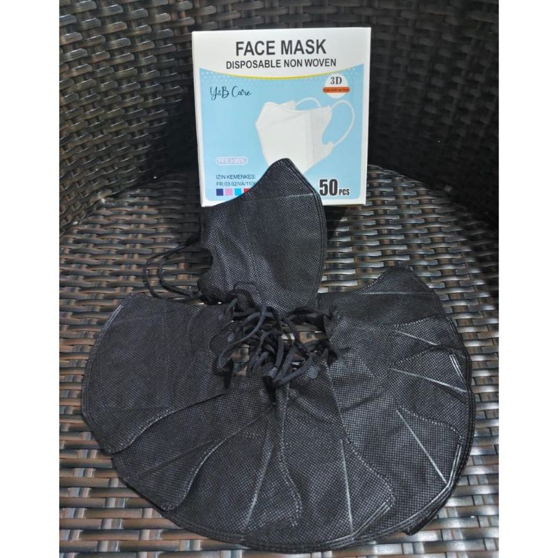 Face mask duckbill protective 3ply (50pc) premium mask garis seperti sensi/masker duckbil Y&B care-Y&B hitam new