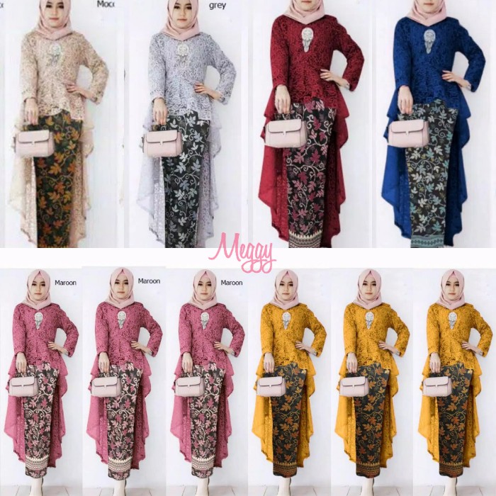 BISA COD - SET JAWI KEBAYA / SETELAN BATIK KEBAYA BRUKAT WANITA / TERSEDIA 2UKURAN