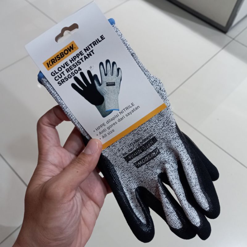 Krisbow sarung tangan pengaman kerja Hppe/nitril cut resistant
