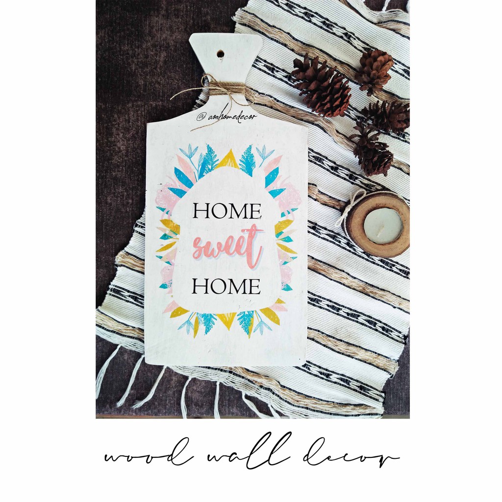 WALL DECOR MURAH | HIASAN DINDING DAPUR | HIASAN DINDING KAMAR MURAH | 100% KAYU +/- 34 CM PUTIH V1