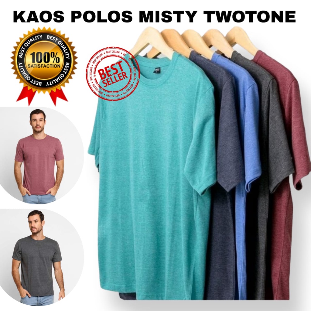 Jual Kaos Oblong Polos Tshirt Premium Cotton Twotone Misty Shopee