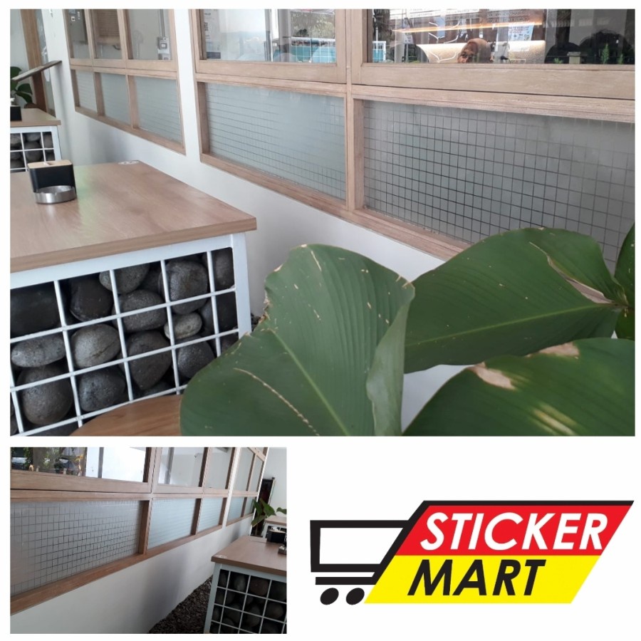 Stiker Kaca Sandblast motif Kotak kaca es buram cafe kantor rumah