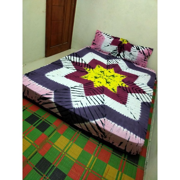 SPREI BATIK JUMPUTAN PELANGI SIZE 180x200 160x200 FREE SARUNG BANTALL DAN SARUNG GULING BAHAN KATUN 