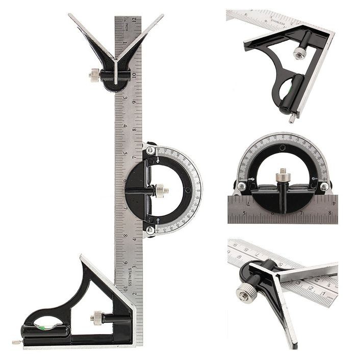 

RKY Penggaris Siku Kombinasi 30cm Stainless lengkap Busur Derajat waterpas BURUAN