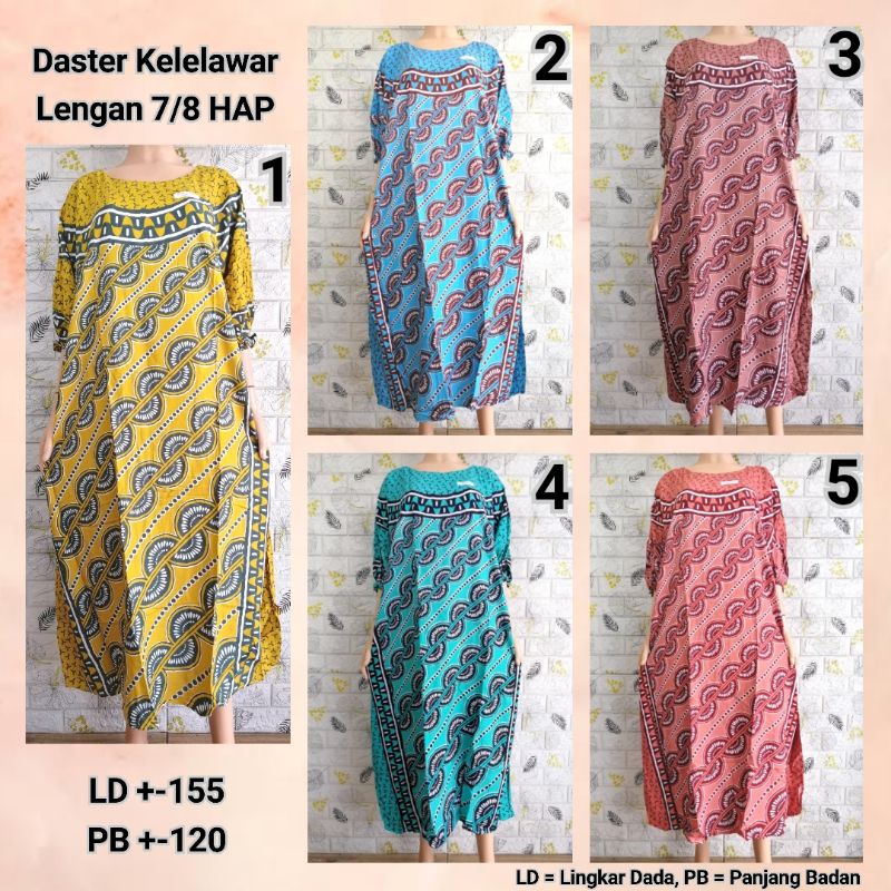 Daster Kelelawar Jumbo Lengan 7/8 HAP Adem LD 155 BU TEJO BOSA + TKMS