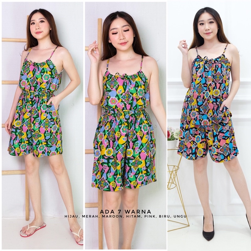Set Piyama Baju Tidur Wanita Batik Stelan Lengan Serot