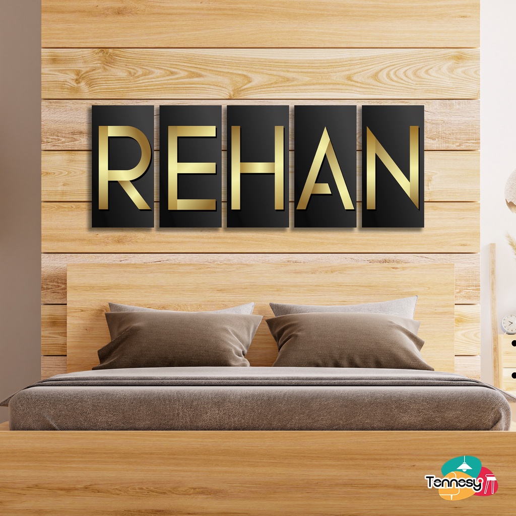 TENNESY HIASAN DINDING ALPHABET HURUF FONT CLASSIC 10X20 CM  WALL DECOR PAJANGAN KAYU DEKORASI DINDING KAMAR TIDUR RUMAH