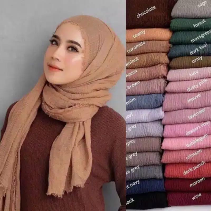 hijab pashmina crinkle rawis.jilbab pashmina rawis crinkle
