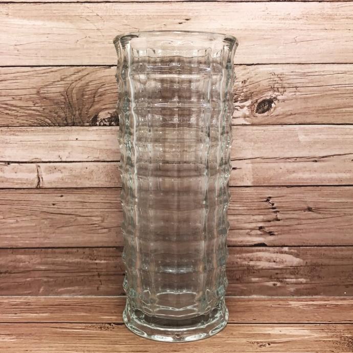 (:(:(:(] Vas Kaca Motif Kotak Kotak Tinggi 19 cm Diameter 8 cm/ Vas Kristal