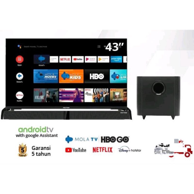 LED TV ANDROID MOLA SMART TV POLYTRON PLD 43BAG5959 Subwoofer soundbar 43 BAG 9953 43 inch PLD43BAG5