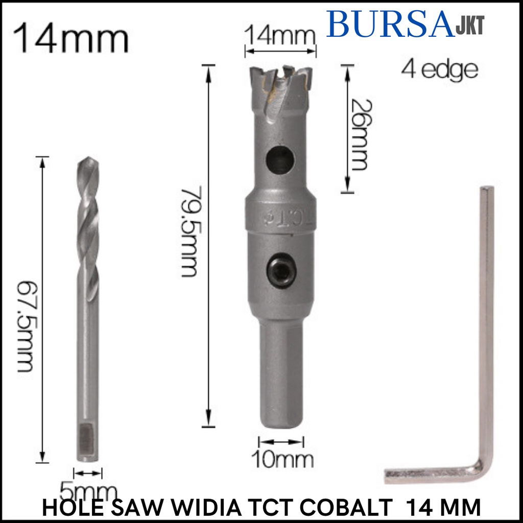 HOLE SAW TCT WIDIA M35 COBALT MATA BOR PELUBANG BESI KUNINGAN PLAT TEBAL 14 - 85 MM