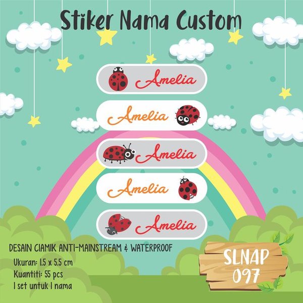 

Segera Beli sticker label nama anak kartun girl cute lady bug animal SLNAP-097 Diskon