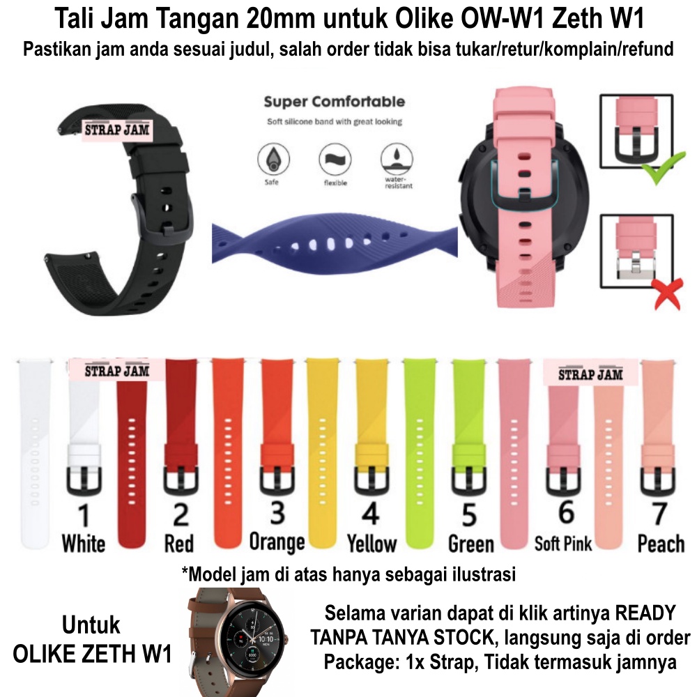 RTS Tali Jam Olike OW-W1 Zeth W1 - Strap Rubber 20mm Dengan Buckle Hitam