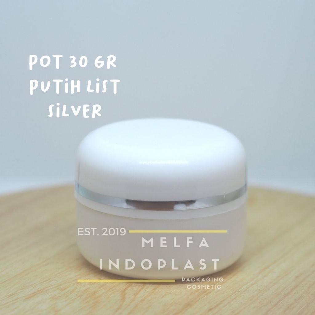 Jual POT CREAM TG KEMASAN KOSMETIK 30 GR PUTIH LIST SILVER GIANT