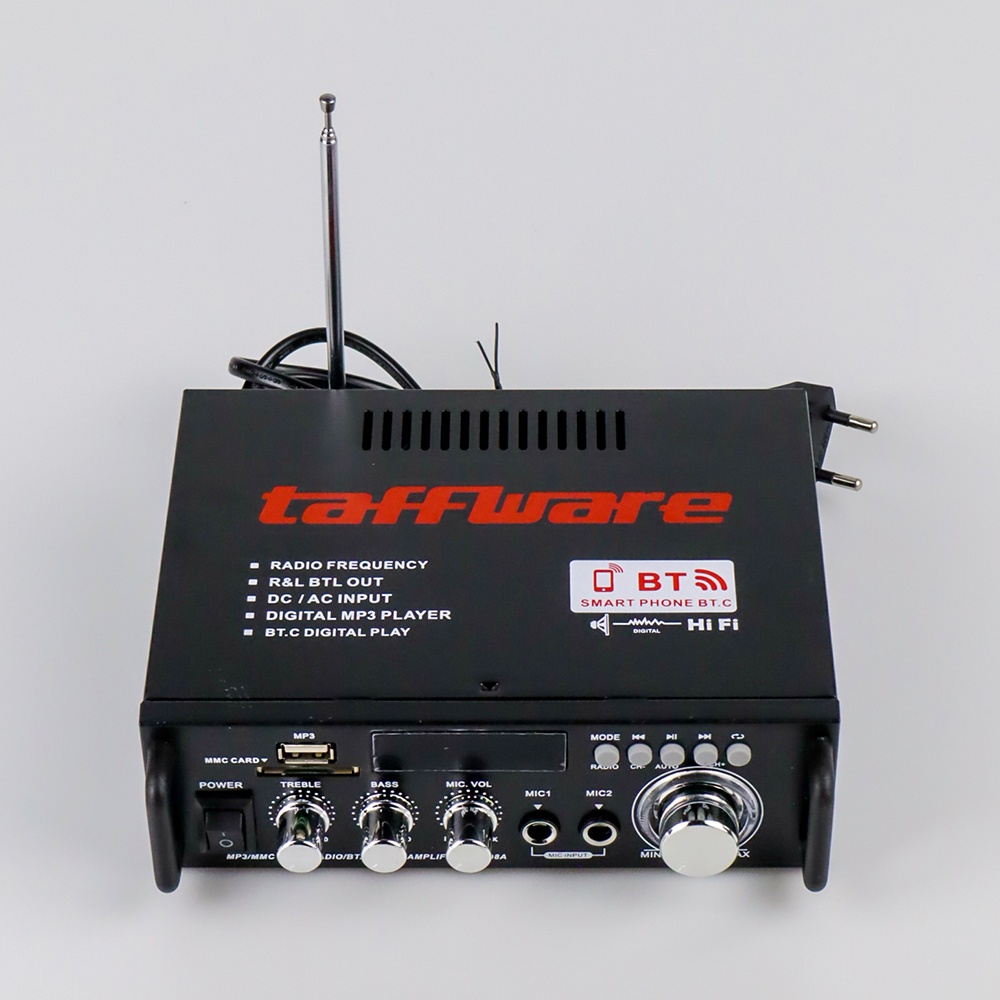 Taffware Bluetooth EQ Audio Amplifier Karaoke Home Theater FM Radio 600W - Black - 7RSK3WBK