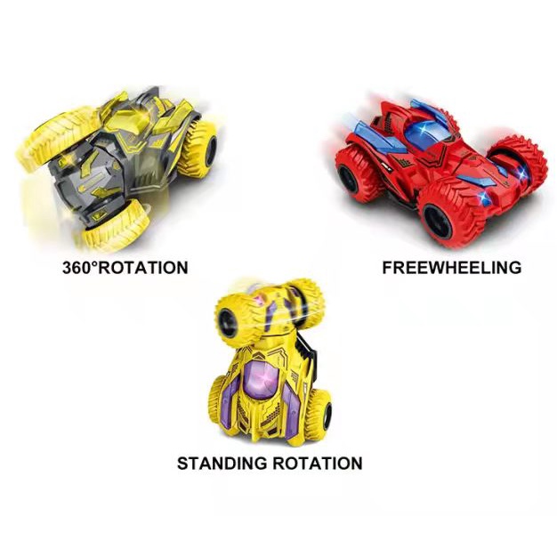 Mainan Mobil Pull Back Cars Monster Truck Turnable Head Vehicles 360 Turn Shockproof Inertia Cars Friction Powered Push and Go Toy Cars