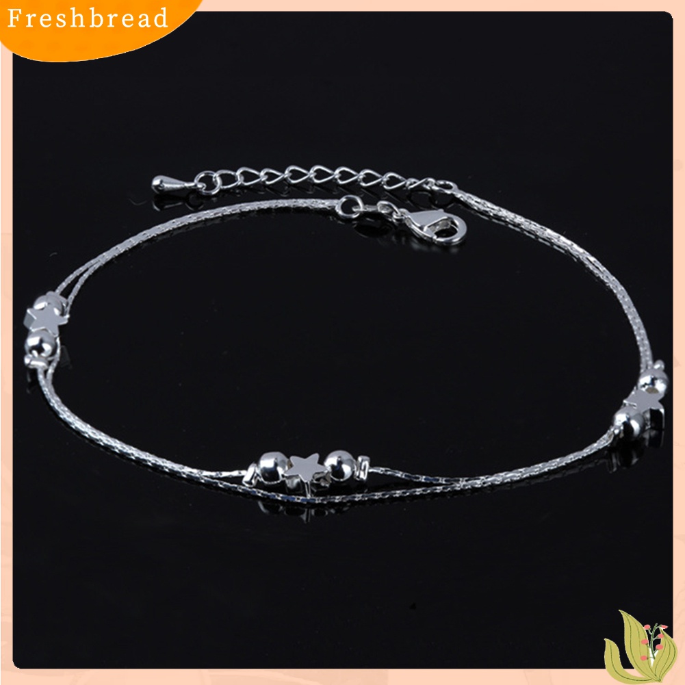 |Frebre Frebre| Gelang Kaki Musim Panas Model Single / Double Layer Aksen Bintang Bola Daun Salib Untuk Wanita