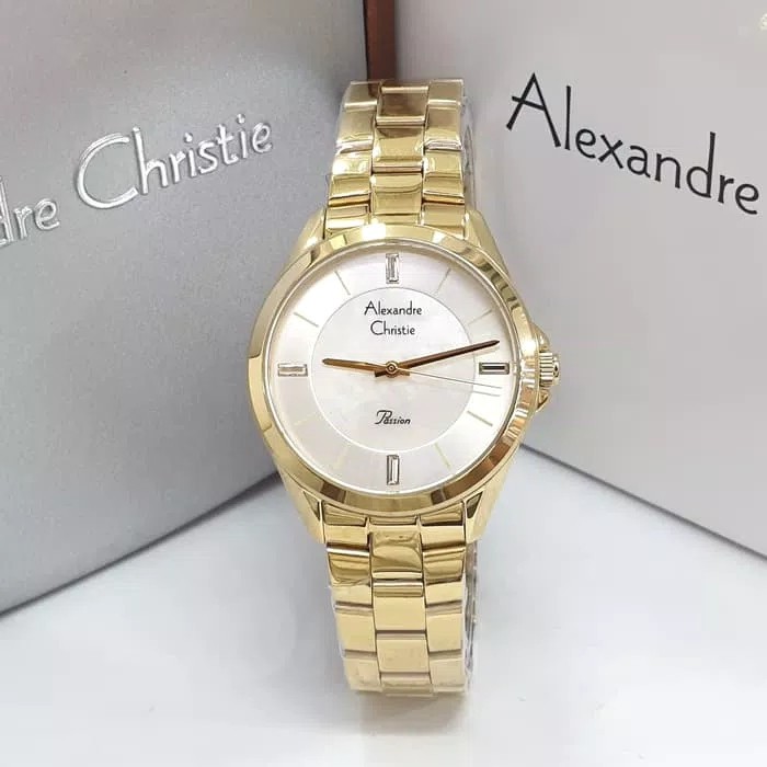 Jam Tangan Wanita Alexandre Christie AC 2816 Gold Original