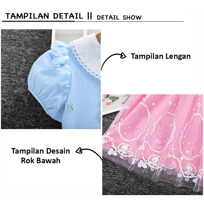 LNR Shop Free Tongkat Sihir + Mahkota Gaun Dress Anak Perempuan Gaun Motif Sophia The First Import Dress Gaun Rok Tutu Pesta Ulang Tahun Pernikahan Anak Balita Dengan Renda Elsa Ana Frozen Aksesoris Set Perhiasan Mahkota Anting Gelang Kalung Cincin