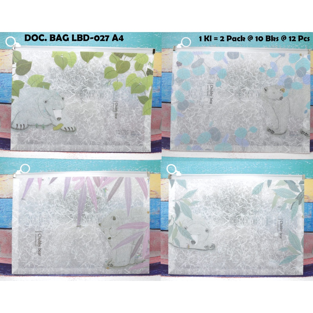 

map zipper chubby bear wengu ukuran a4 bahan plastik kalkir