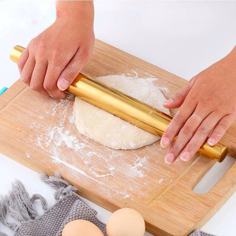 Penggiling Adonan Anti Karat Lengket 32 Cm Rolling Pin Premium Stainless Steel