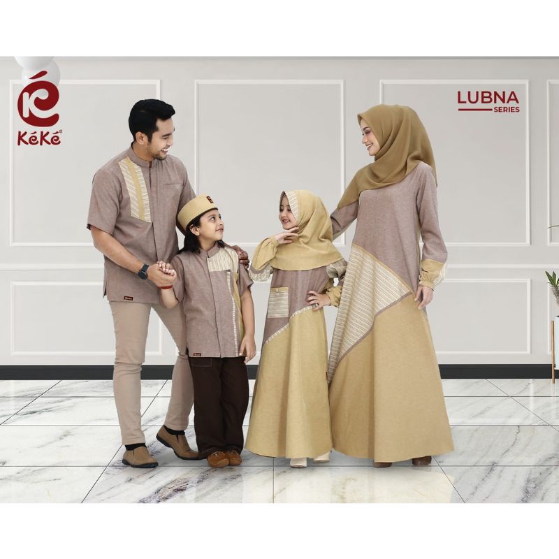 Gamis Keke Sarimbit Keluarga Keke Lubna Series Honey Brown